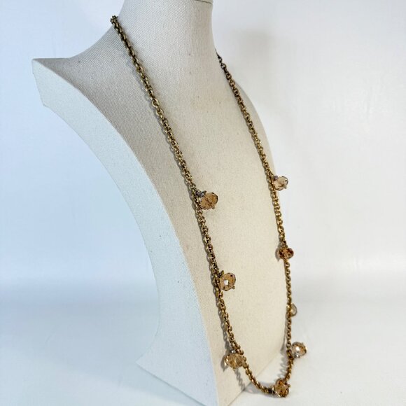 Stella and Dot Crystal Stion Necklace Long Length Gold Tone Rhinestones - Picture 4 of 7
